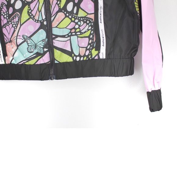 Justice NWT Butterfly Print Hooded Zipped Hooded Windbreaker Jacket Large /10-12 - Picture 5 of 13